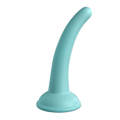 Aquamarine Dillio Platinum, a curved vibe with a suction base, from Pipedream.