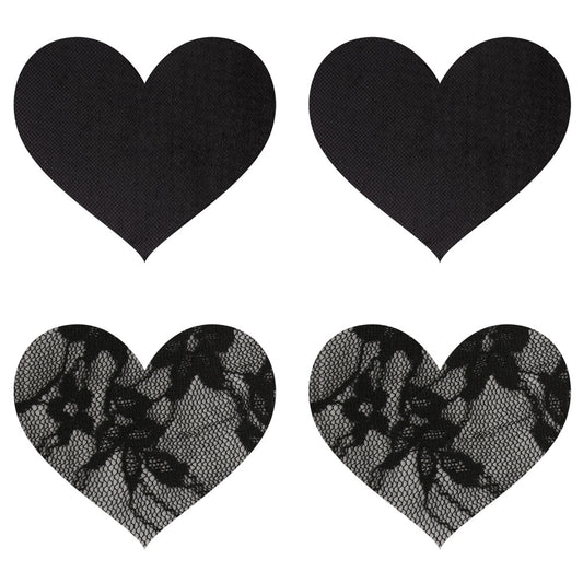 Heart-shaped satin and lace nipple covers