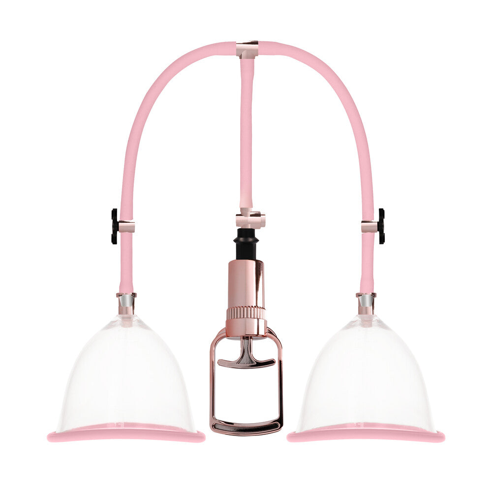 Rose gold breast pump for pleasure.