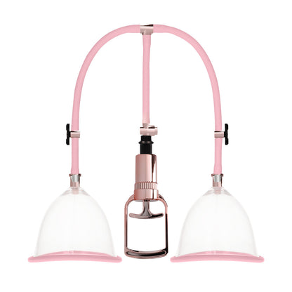 Rose gold breast pump for pleasure.