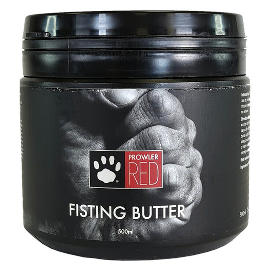 Prowler Red Fisting Butter. A black tub with an image of a clenched fist.