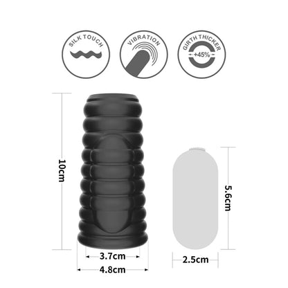 Lovetoy Wave vibrating penis sleeve with dimensions.
