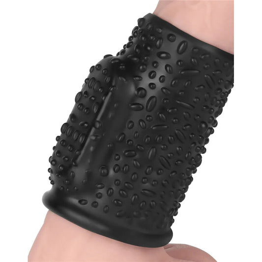 Textured black penis sleeve enhancer from Lovetoy for heightened pleasure.
