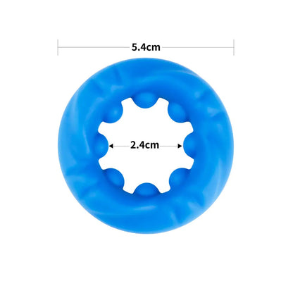 Blue Lovetoy Pinnacle Pro ridge bump stretcher, dimensions displayed.