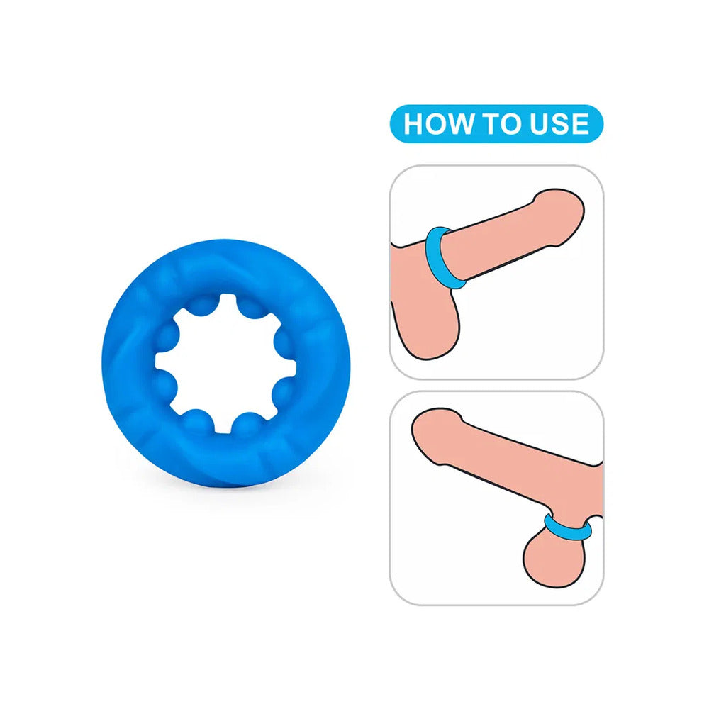 Lovetoy's blue Pinnacle Pro Ridge Bump Stretcher and illustrated usage guide.