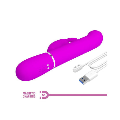 Purple Pretty Love Coale Rechargeable Rabbit Vibrator with USB charging cable.