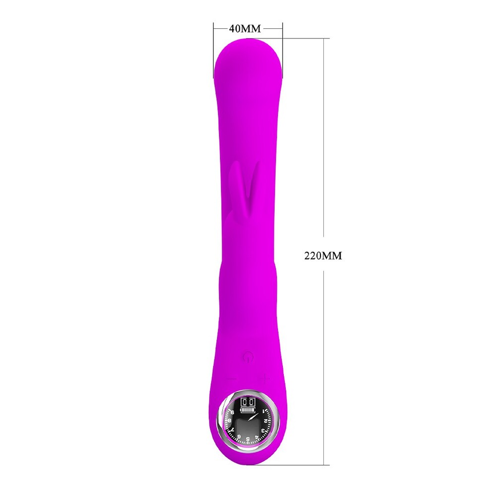 Purple Pretty Love Lamar Rechargeable Rabbit with dimensions.