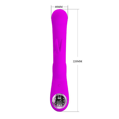 Purple Pretty Love Lamar Rechargeable Rabbit with dimensions.