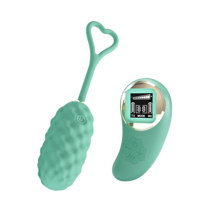 Teal vibrator and remote.
