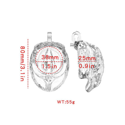 Transparent PCage for pleasure, dimensions included.
