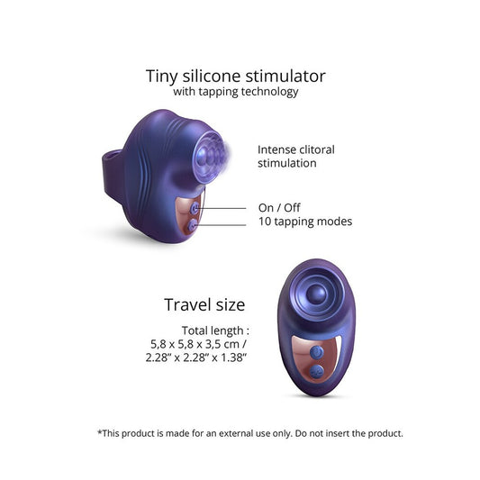 Love to Love Kisscool finger vibe. Intimate clitoral stimulator with ten tapping modes and travel size.