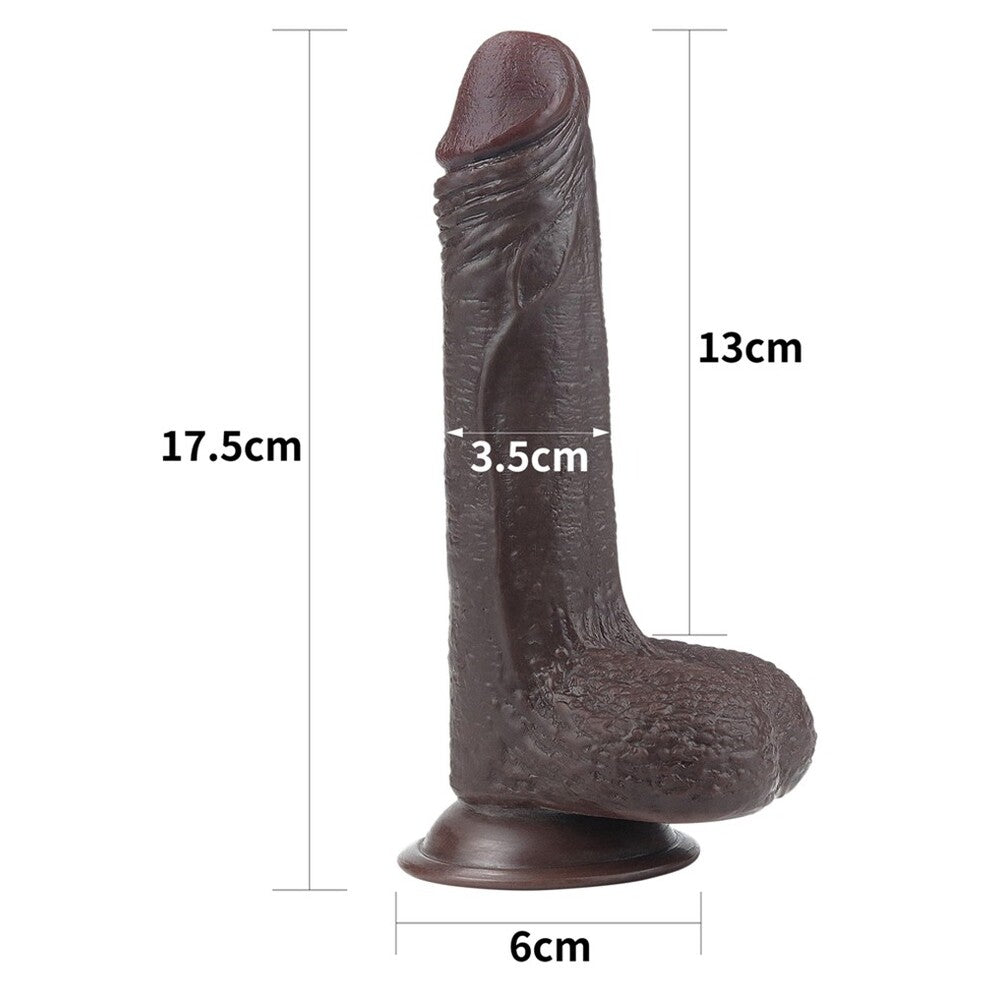 Lovetoy 7-inch brown dong with dimensions listed.