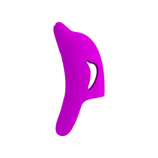 Purple dolphin-shaped finger vibrator