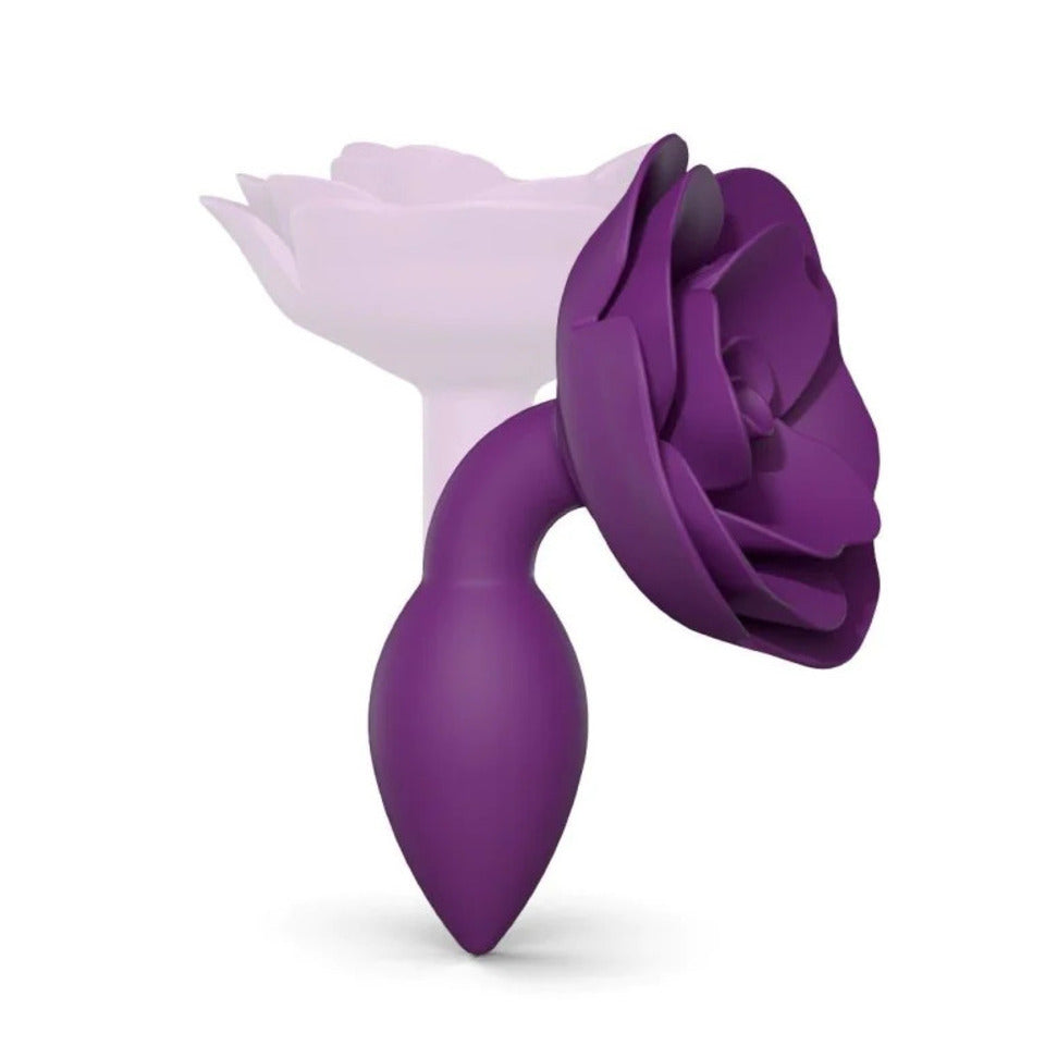 Purple rose-shaped butt plug.