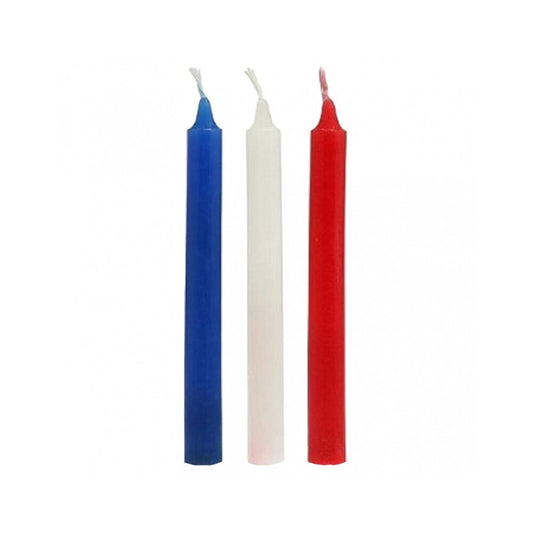 Rimba Hot Wax SM Candles: blue, white, and red magic.