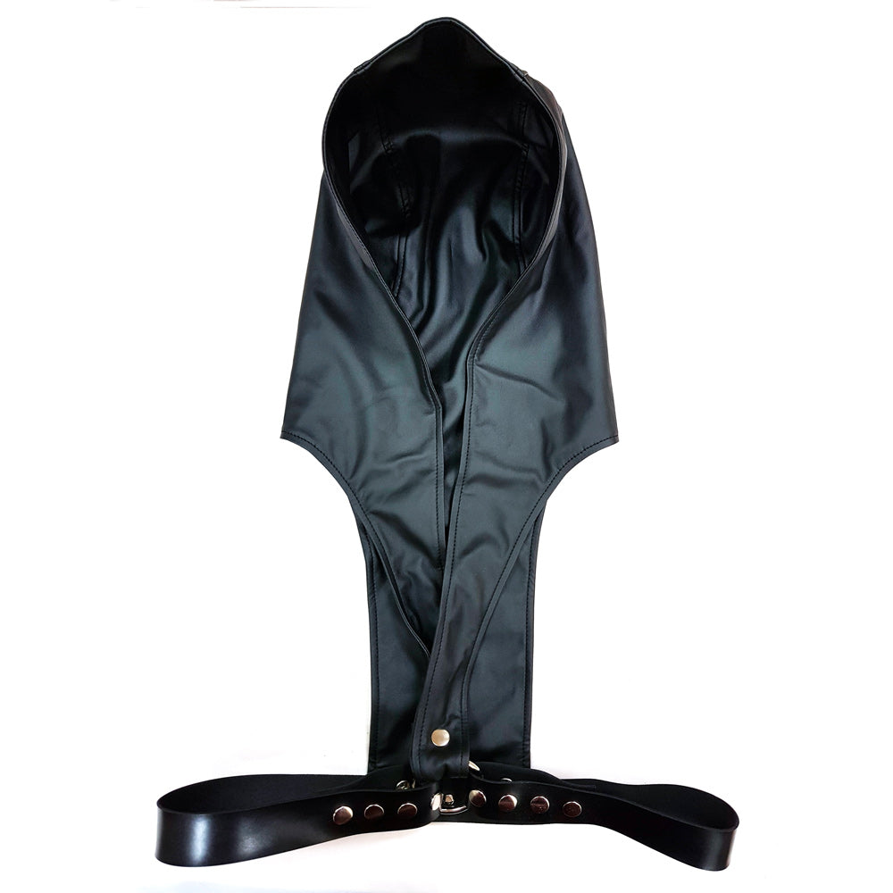 Black faux leather hoodie harness