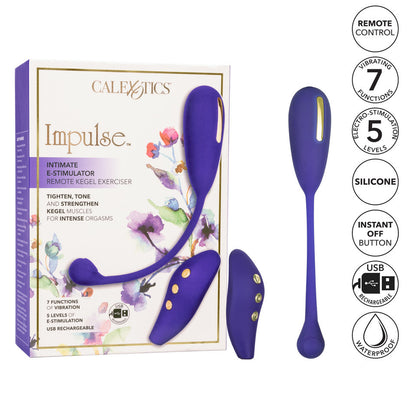 Impulse Intimate Estim Kegel Exerciser: Remote control, USB rechargeable, waterproof, vibrating, strengthens pelvic floor.