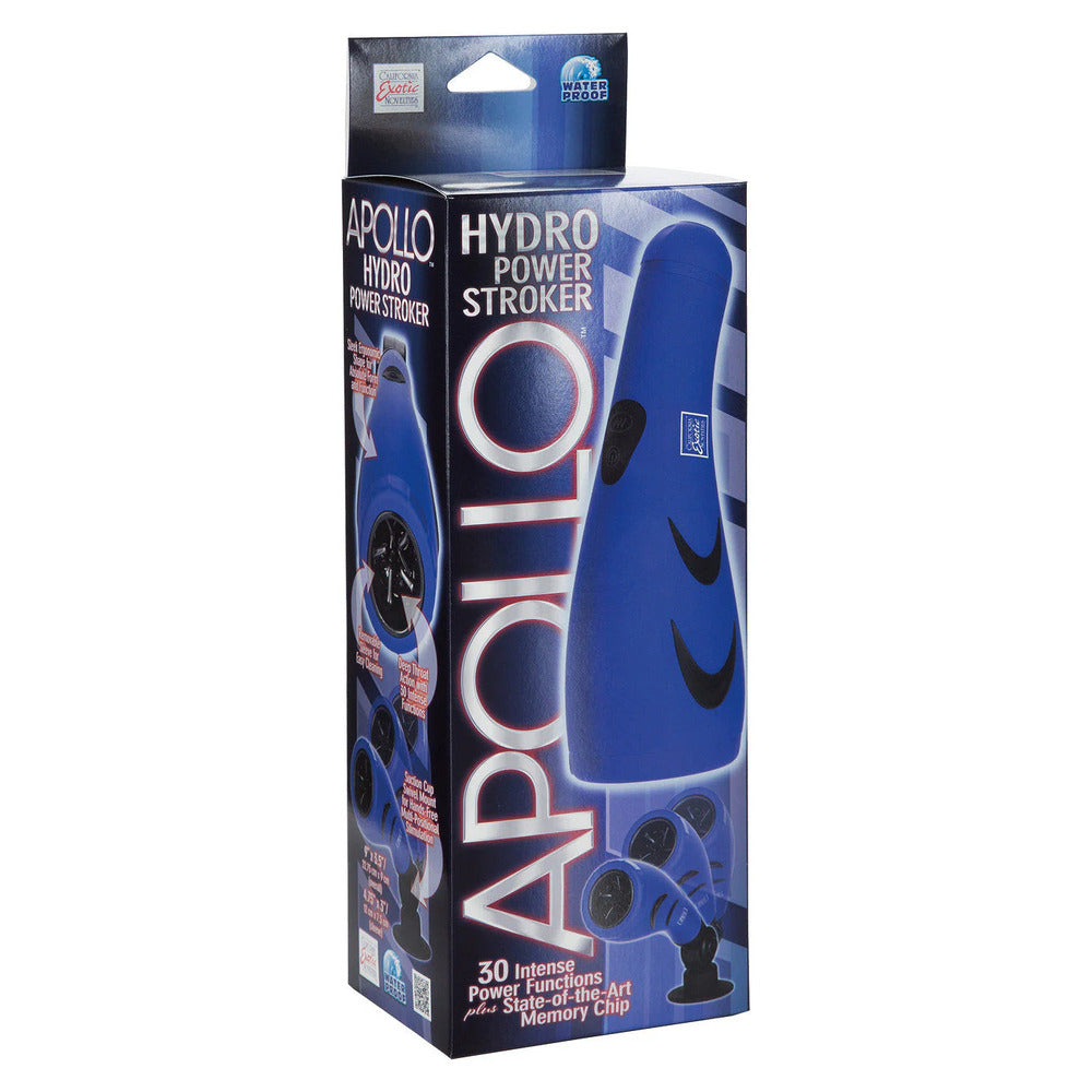 Apollo Hydro Power Stroker: Blue pleasure toy with 30 functions for a splash of fun!