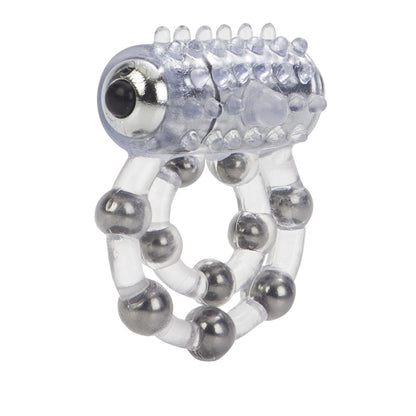 Elevate pleasure with this teasing cock ring; clear, textured, beaded. For heightened thrills and unforgettable intimate moments.
