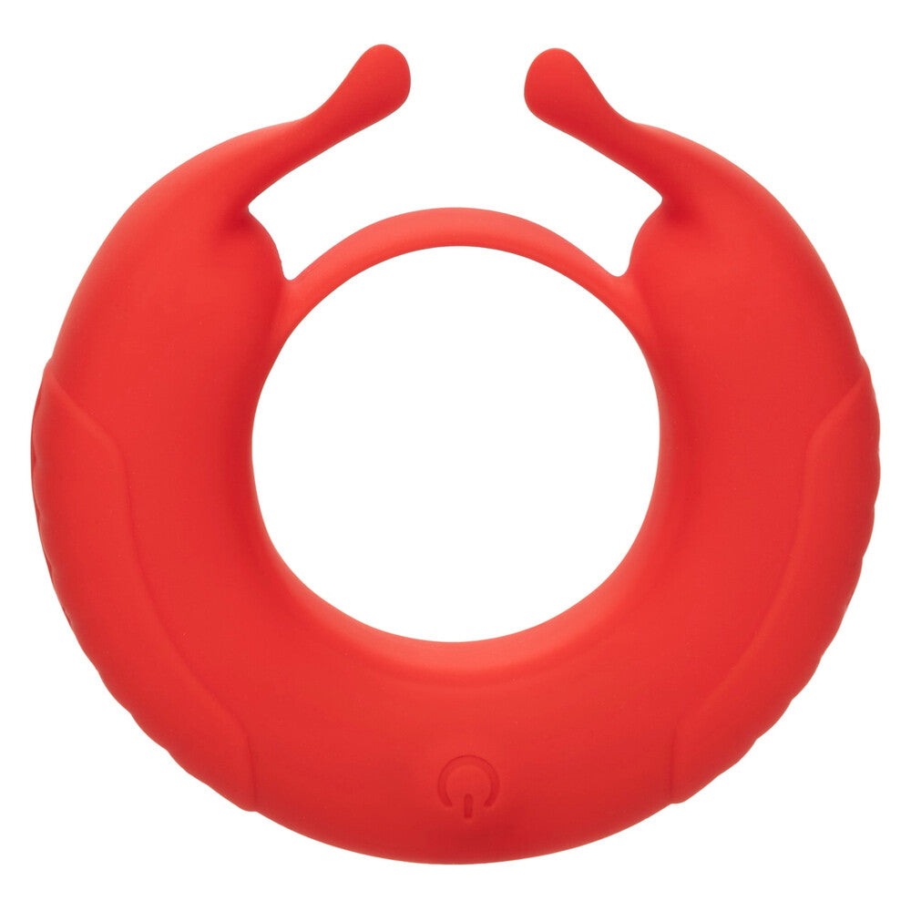 Red Taurus Couples Cock Ring Enhancer for shared pleasure. Power up date night!

