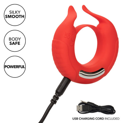 Red Taurus couples cock ring with charger