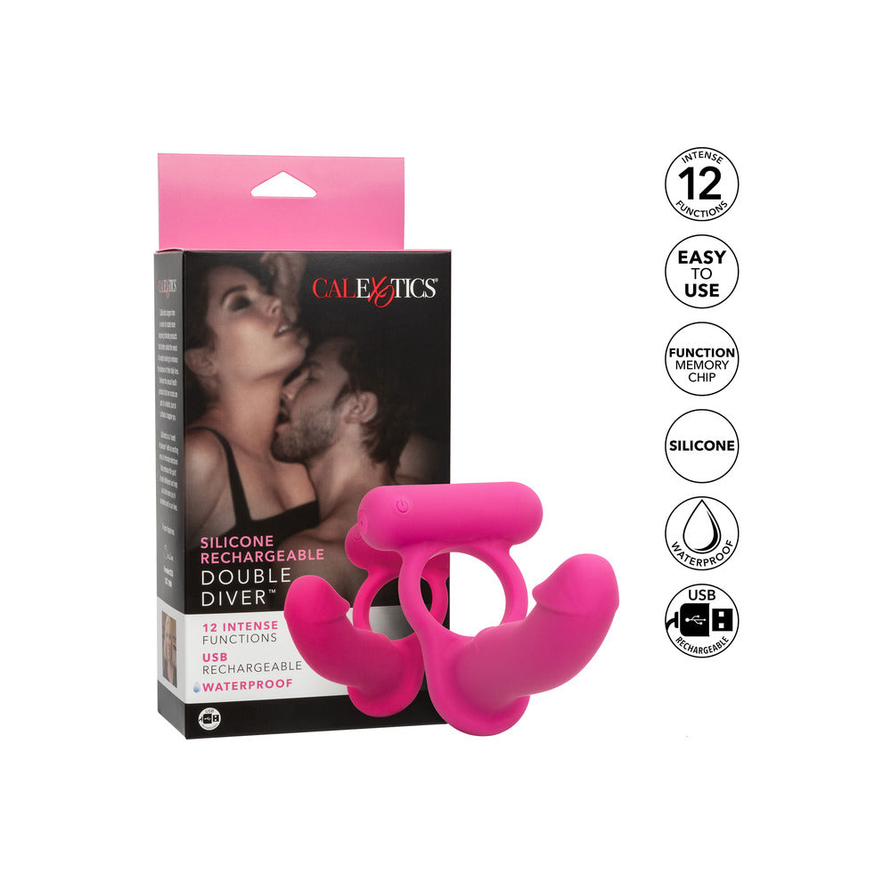 California Exotic Double Diver stimulator in pink silicone.