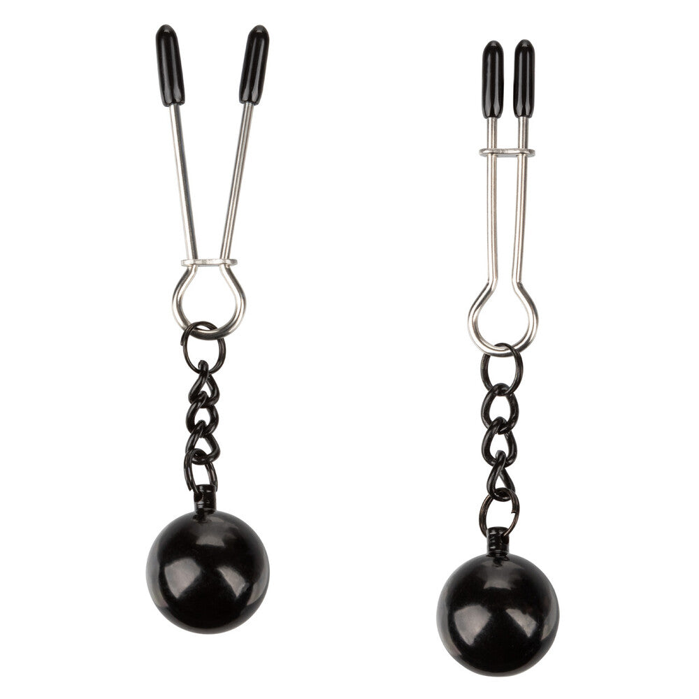 Nipple clamps with black ball weights