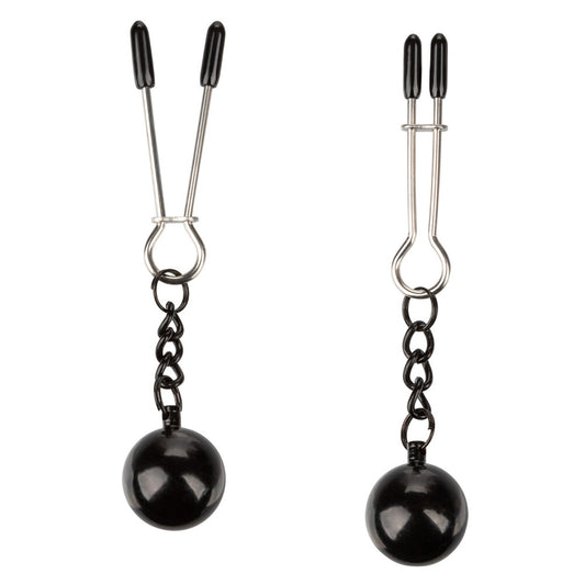Nipple clamps with black ball weights