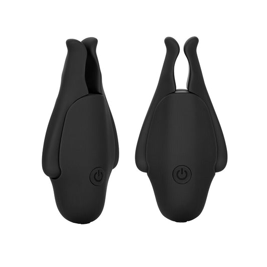 Black vibrating nipple clamps, ready to spice things up!
