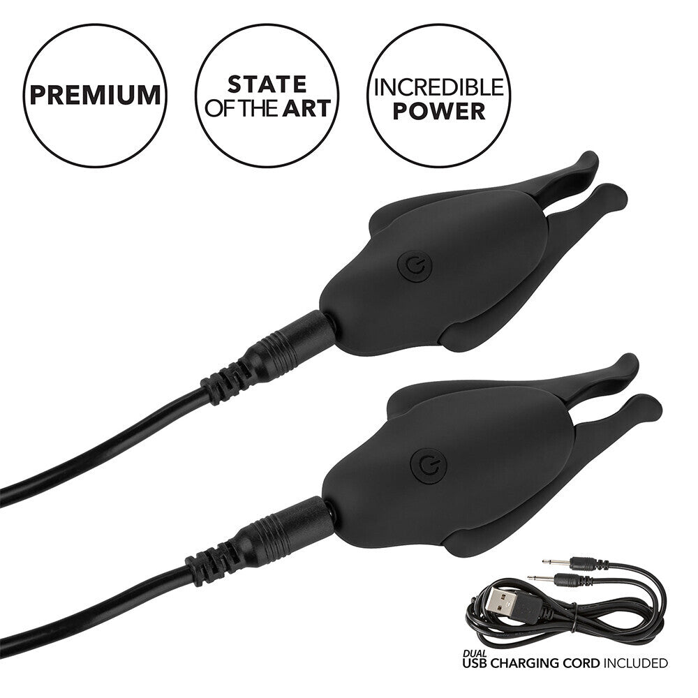 Vibrating nipple clamps with charging cord