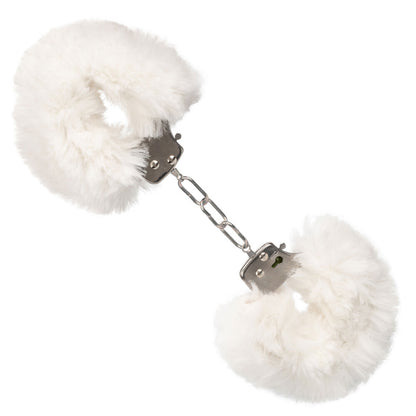 Fluffy white faux fur novelty handcuffs