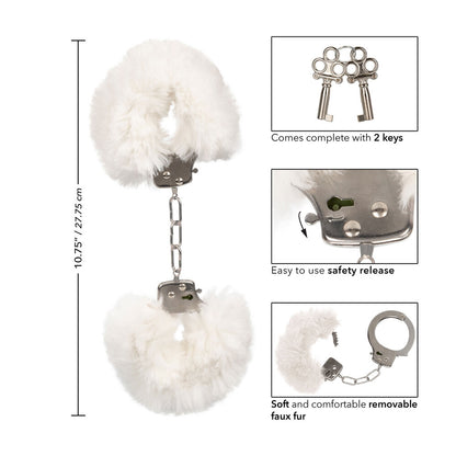 White fluffy faux fur handcuffs