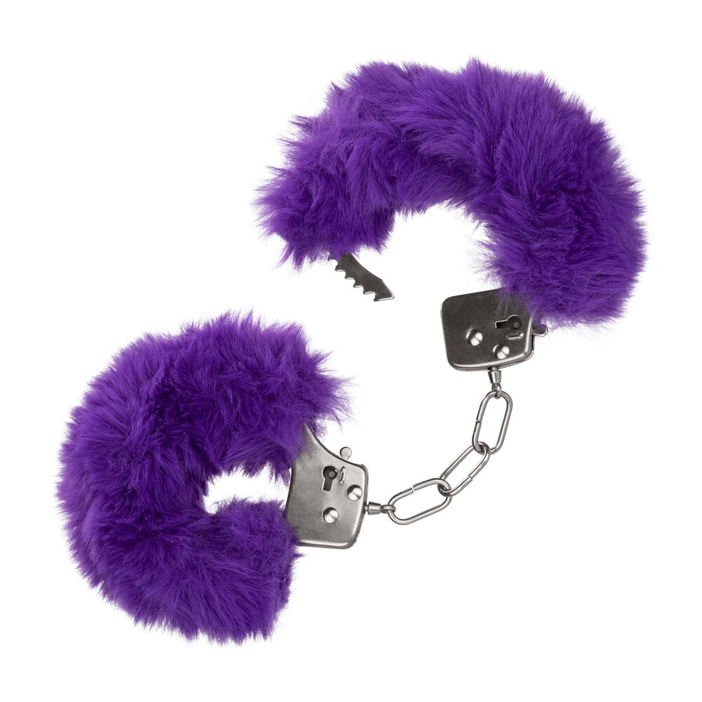 Purple fluffy faux fur handcuffs