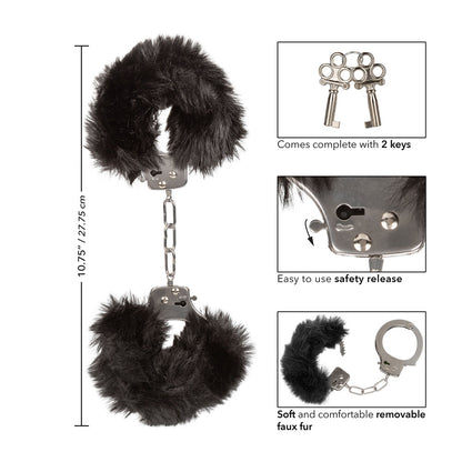 Black furry cuffs with keys and safety release