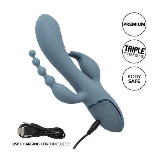 Blue Triple Ecstasy vibrator stimulator and charger.