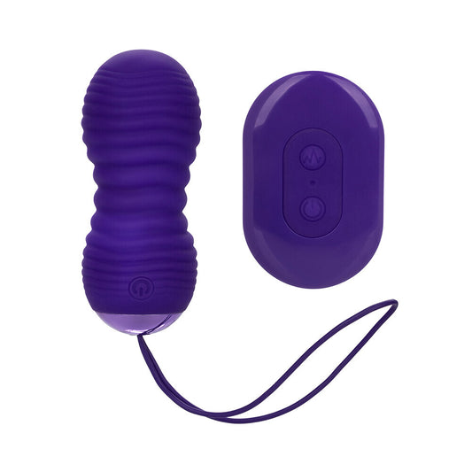 Purple ribbed bullet vibrator with remote control