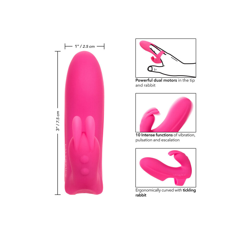 Marvelous Pleaser pink finger vibrator with rabbit ears for thrilling sensual play.