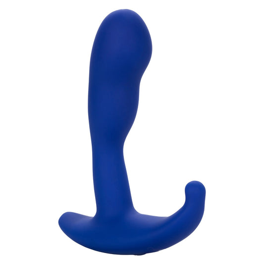 A royal blue probe: a curved accomplice promising pleasure, stimulating the intimate touch, a sensual deep dive.
