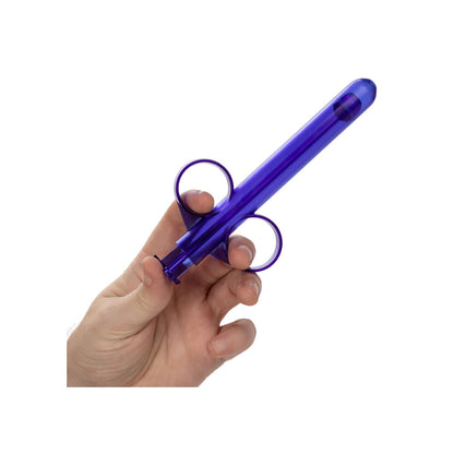 Here's a description fitting your requirements:

Purple applicator, held delicately, promises seamless indulgence. Silky smooth intimacy awaits.