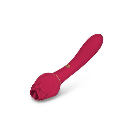 Rosegasm Lingo dual-ended vibe by Secret Kisses: a playful, red rose-shaped vibrator for solo or couples fun.