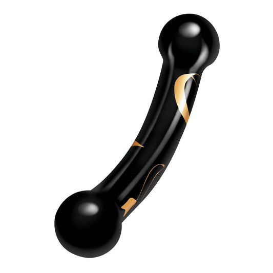 Black double ended dildo with gold accents