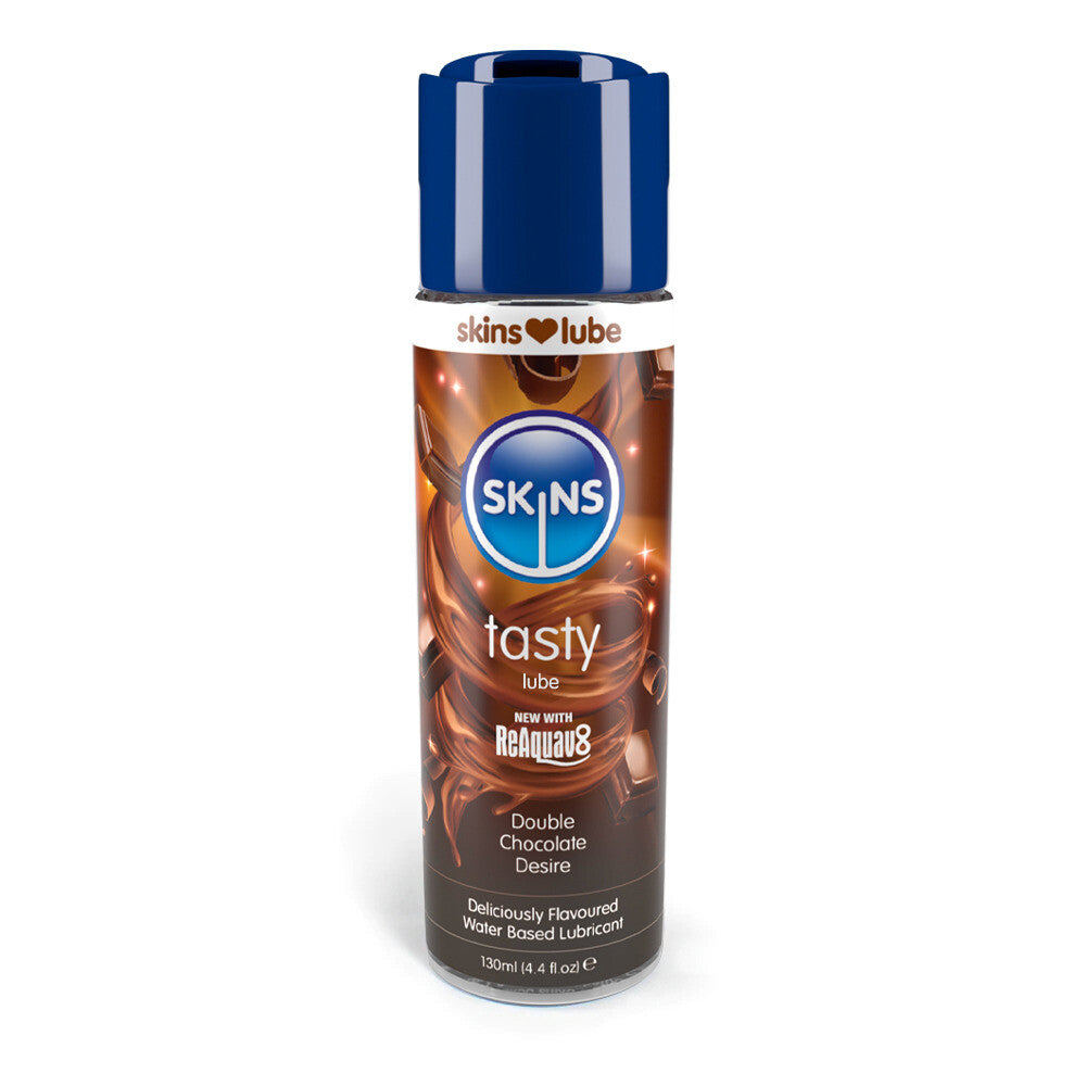 Skins Double Chocolate Desire Waterbased Lubricant in bottle.
