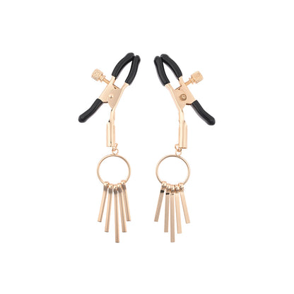 Nipple clamps with golden fringe for a playful touch