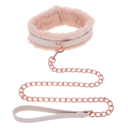 Faux fur collar with chain leash