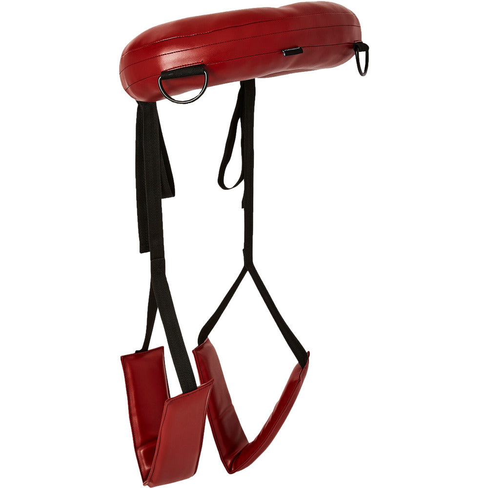 Sportsheets Saffron Thigh Sling, red faux leather pleasure enhancer.