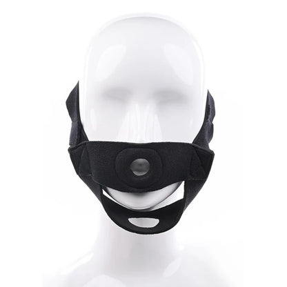 Black face strap-on harness on white mannequin