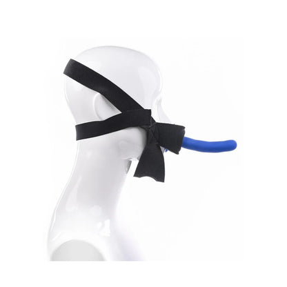 Blue face strap-on on a mannequin head