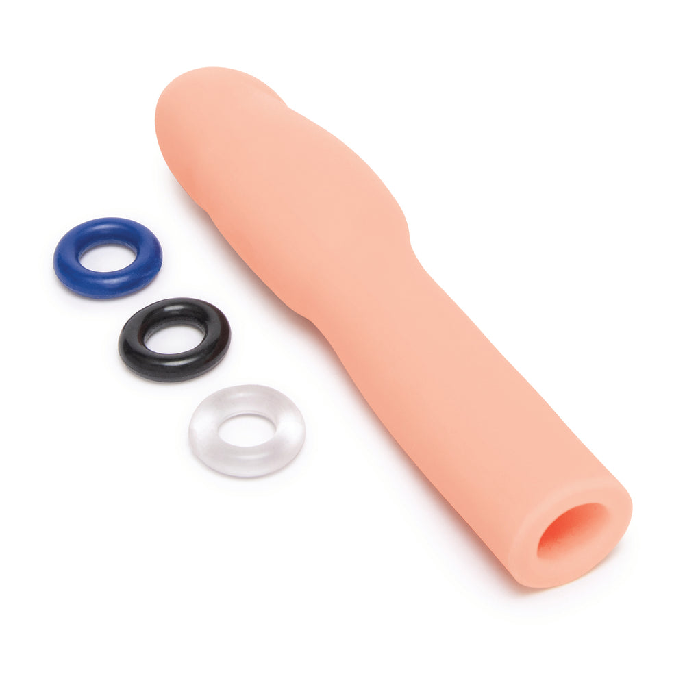 Size Up penis extender with three coloured cock rings for added fun.