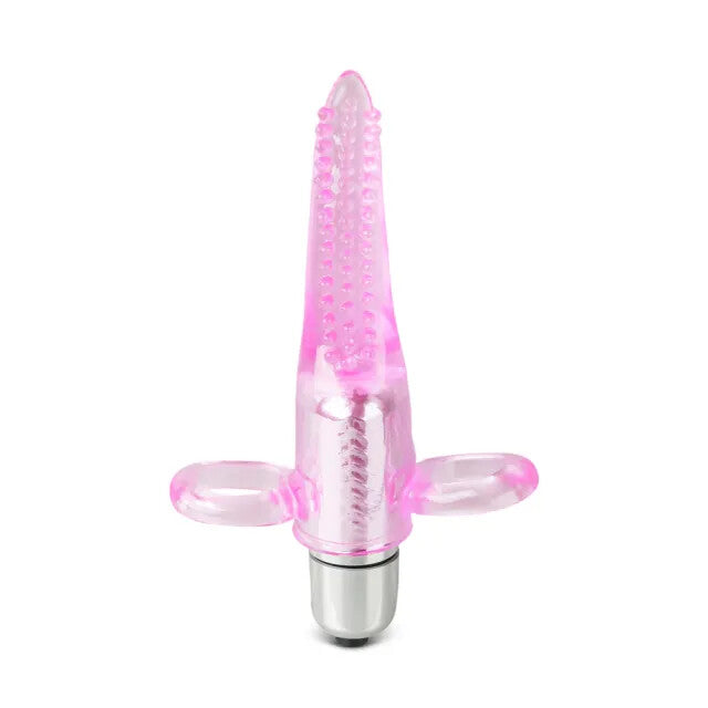 Pink vibrating tongue finger stimulator.
