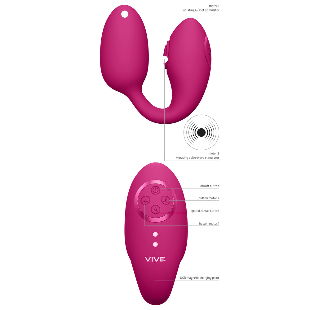 Vive Aika vibrating love egg with labels showing its features.